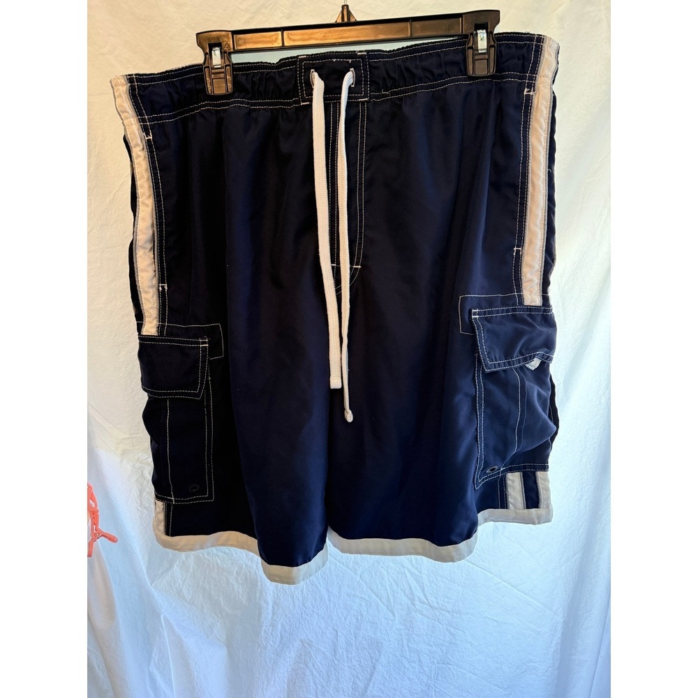 Sonoma Life Style Mens XL Swim Trunks‎ Navy Blue Cargo Board Shorts Mesh Lining